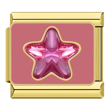 Star Pink Eternal Birthstone Italian Gold Charm