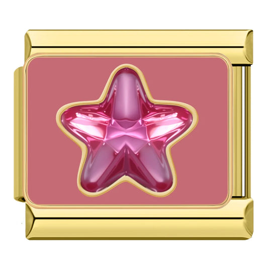 Star Pink Eternal Birthstone Italian Gold Charm
