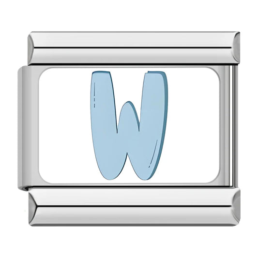 W Italian Silver Charm