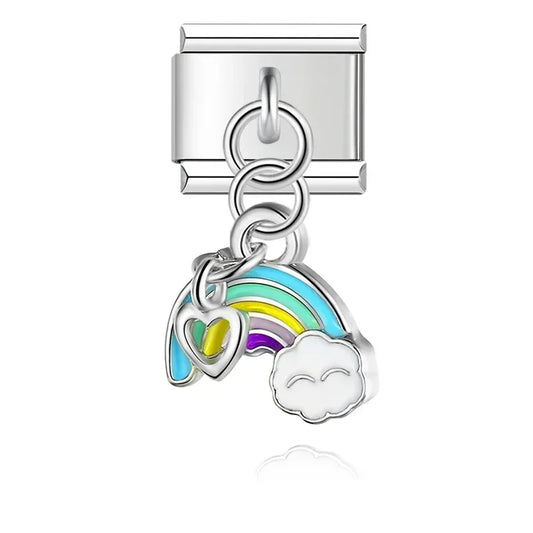 Rainbow Italian Dangle Silver Charm