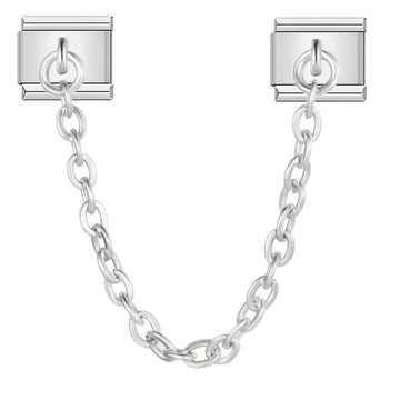 Plain Safety Silver Link Italian Gold Charm