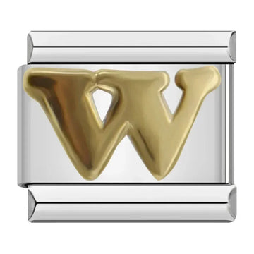 Alphabet Letter W Italian Silver Charm
