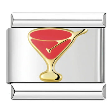 Martini Cocktail Glass Italian Silver Charm