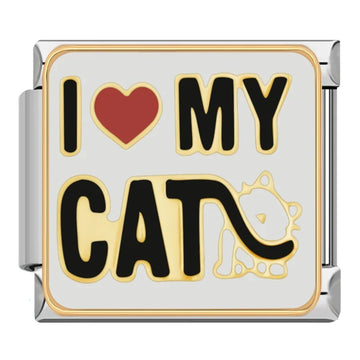 I Love My Cat Italian Silver Charm