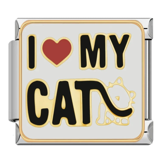I Love My Cat Italian Silver Charm