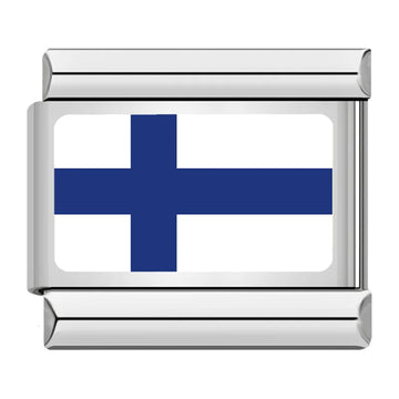Finland Country Flag Italian Silver Charm