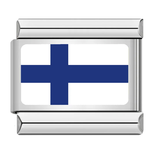 Finland Country Flag Italian Silver Charm