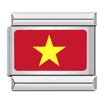 Vietnam Country Flag Italian Silver Charm