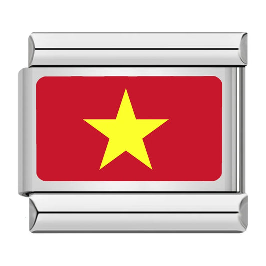 Vietnam Country Flag Italian Silver Charm