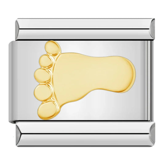 Gold Footprint Italian Silve Charm