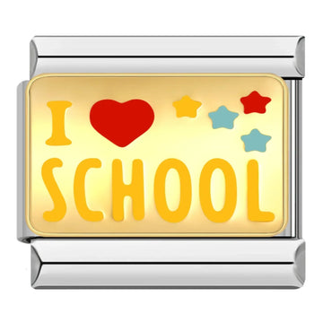 I Love School Italian Gold Charm