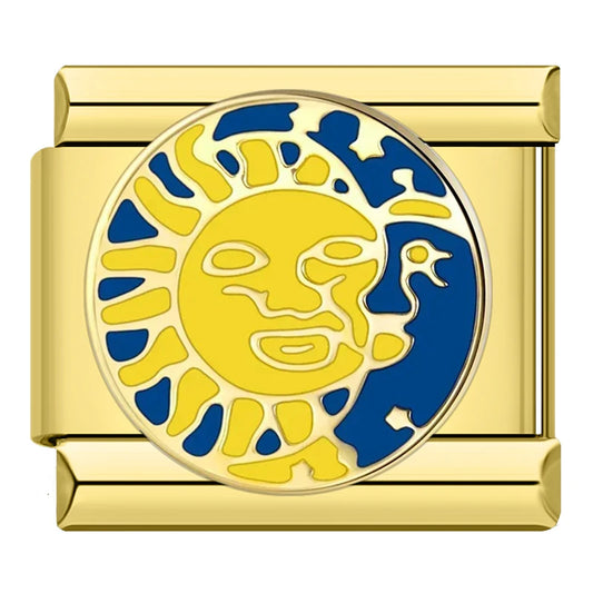 Sun and Moon Italian Gold Charm