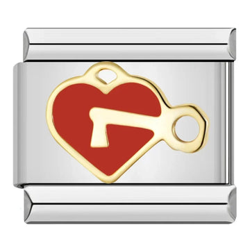 Heart and Key Italian Silver Charm