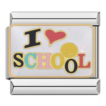 I Love School Italian Silver Charm