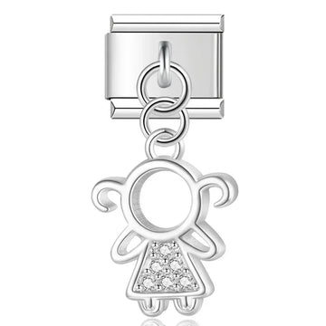 Crystal Girl v1 Italian Dangle Sliver Charm
