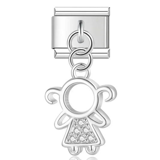 Crystal Girl v1 Italian Dangle Sliver Charm