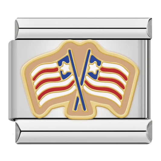 American Flag Italian Silver Charm
