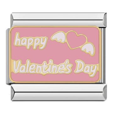 Happy Valentine's Day Italian Silver Charm