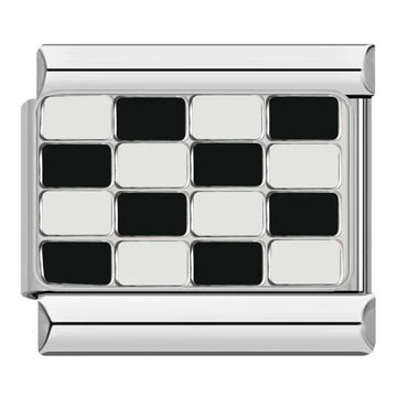 Chessboard Chic Italian Silver Charm