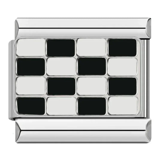 Chessboard Chic Italian Silver Charm