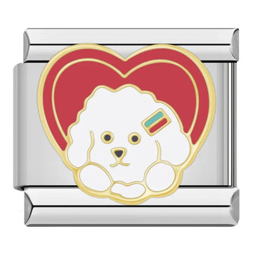 Heart With Dog Italian Silver Charm