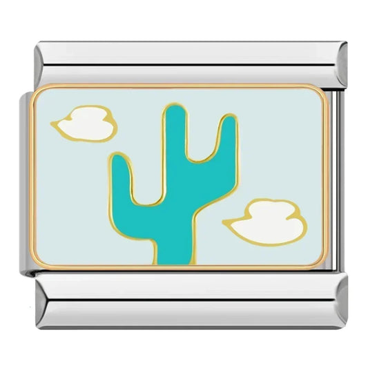Cactus And Clouds Italian Silver Charm