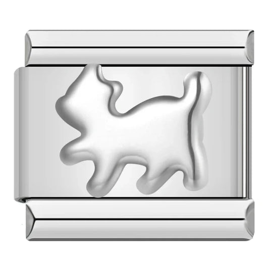 Embossed Cat Italian Silver Charm