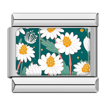 White Daisy Flower Italian Silver Charm