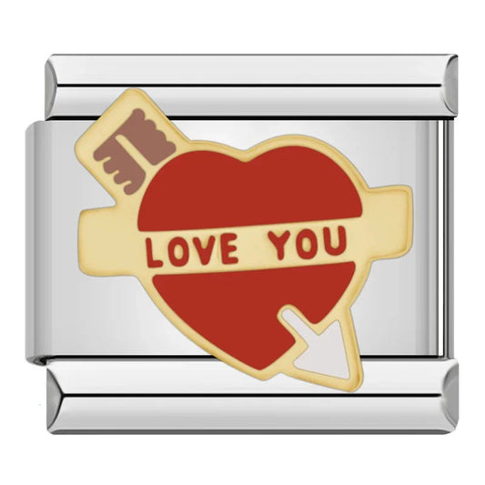 Love You Heart Italian Silver Charm