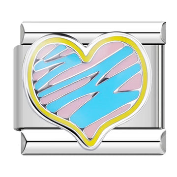 Pink/Blue Heart Italian Silver Charm