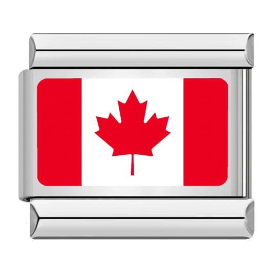Canada Country Flag Italian Silver Charm