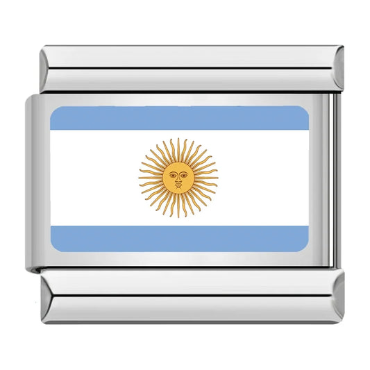 Argentina Country Flag Italian Silver Charm