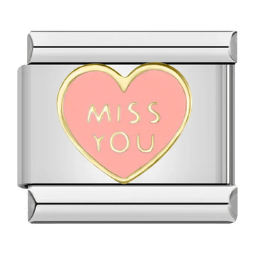 Miss You Heart v1 Italian Silver Charm