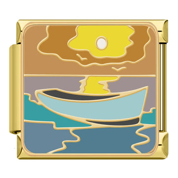 Sunset Boat Italian Gold Charm