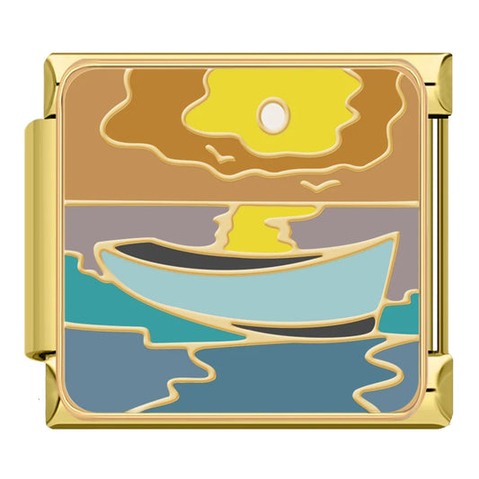 Sunset Boat Italian Gold Charm