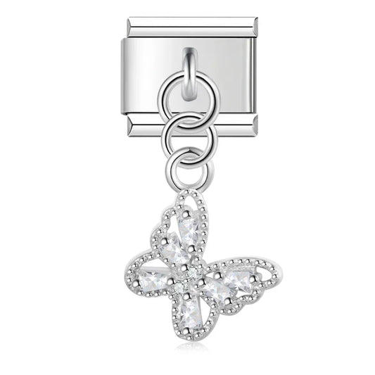 Butterfly Italian Dangle Silver Charm