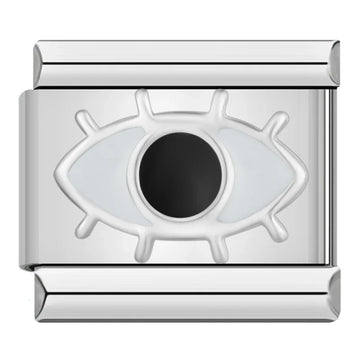 White Evil Eye Italian Silver Charm