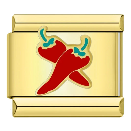 Two Chili Peppers Italian Gold Charm