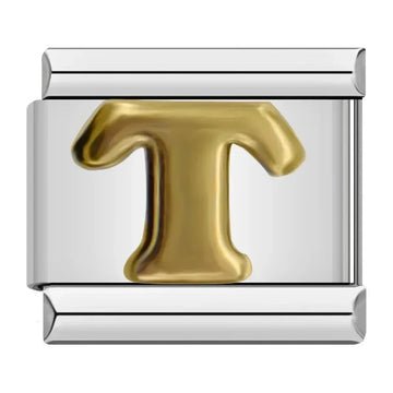 Alphabet Letter T Italian Silver Charm