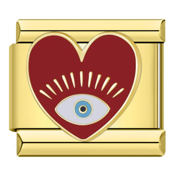 Red Heart Eye Italian Gold Charm