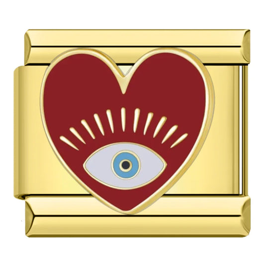 Red Heart Eye Italian Gold Charm