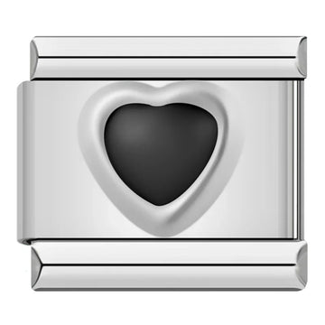 Black Heart Italian Silver Charm
