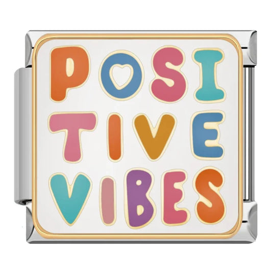 Positive Vibes Italian Silver Charm
