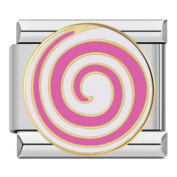 Round Pink Lollipop Italian Silver Charm