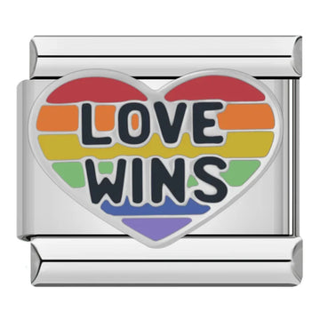 Love Wins Heart Italian Silver Charm