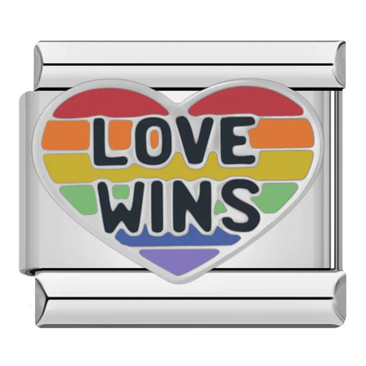 Love Wins Heart Italian Silver Charm