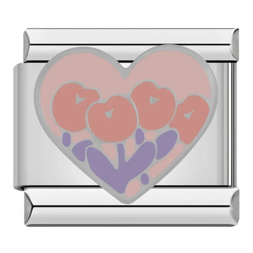 Tulip Heart Italian Silver Charm