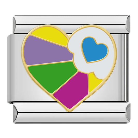 Colorful Heart Italian Silver Charm