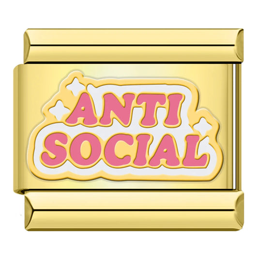 Anti Social Italian Gold Charm