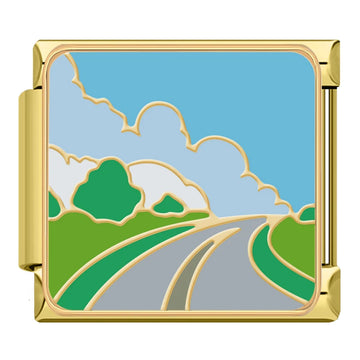 Road And Sky Italian Gold Charm